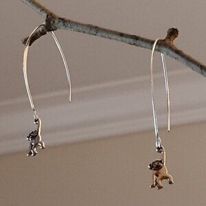 Silvery Monkey Earrings